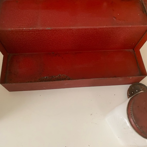 Vintage Milk Glass Spice Jars on Stand - Picture 4 of 10